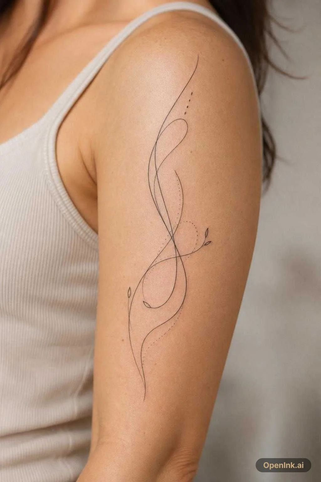 Diseño de tatuaje con IA basado en: Женское, не бросков, но и не слишком милое. Не цветы и не звёзды