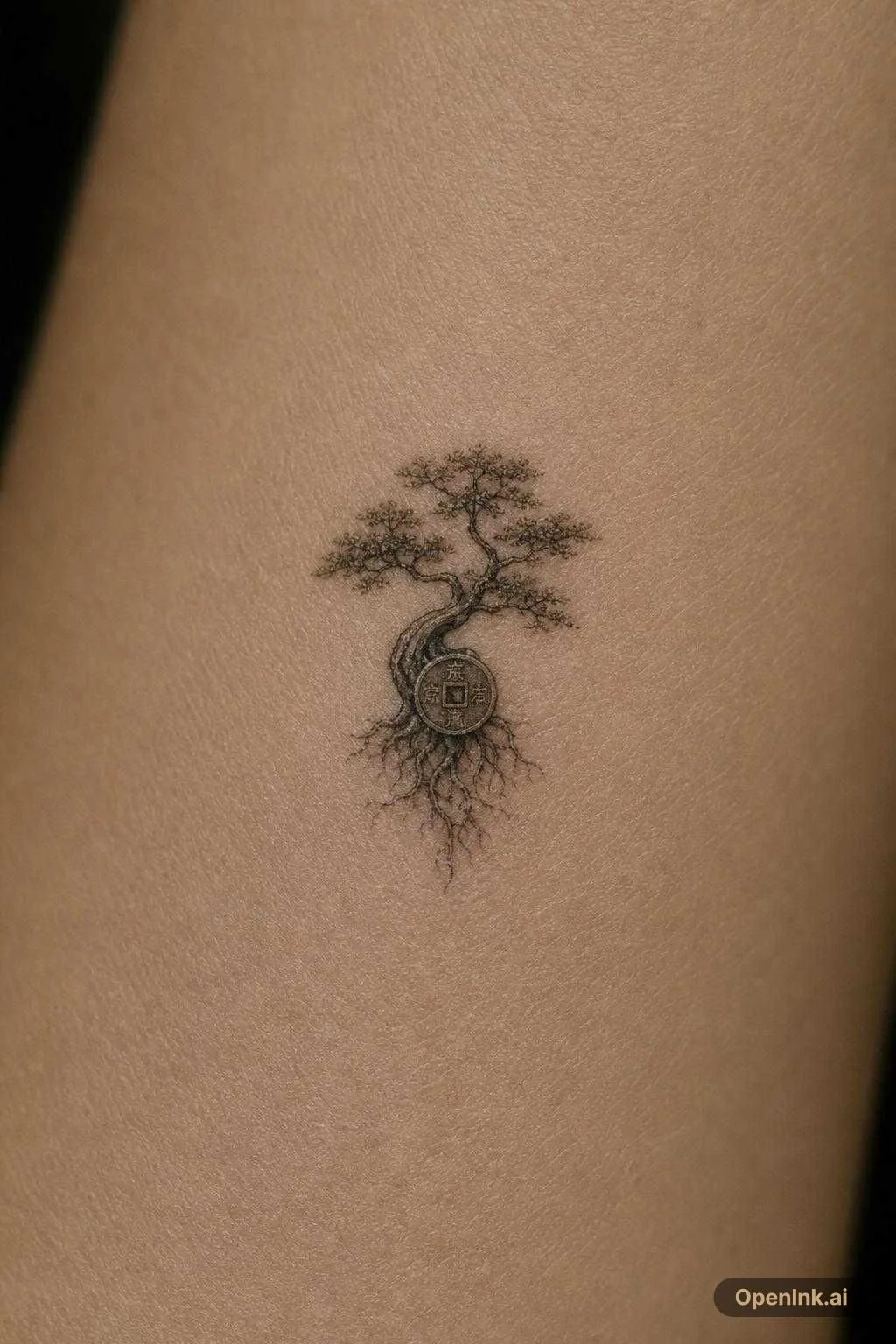 un arbre asiatique avec un beau feuillage, avec les racines qui descenden...