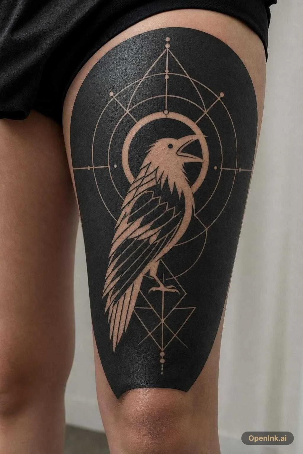 negative space tattoo crow