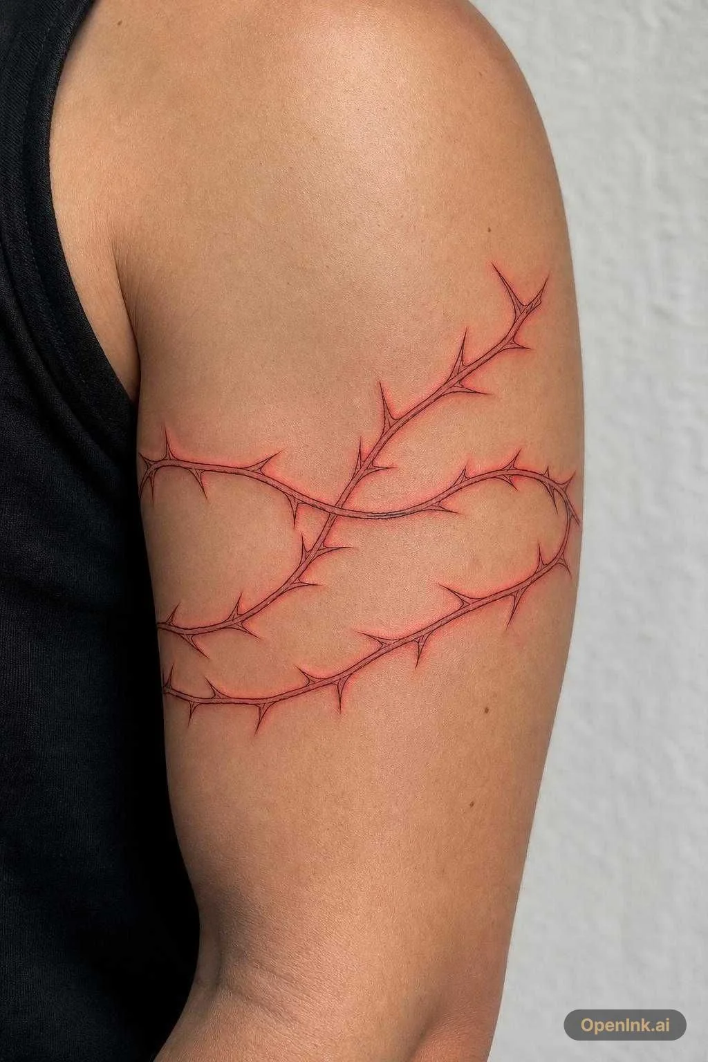 black, thorns, line backlit with deep crimson