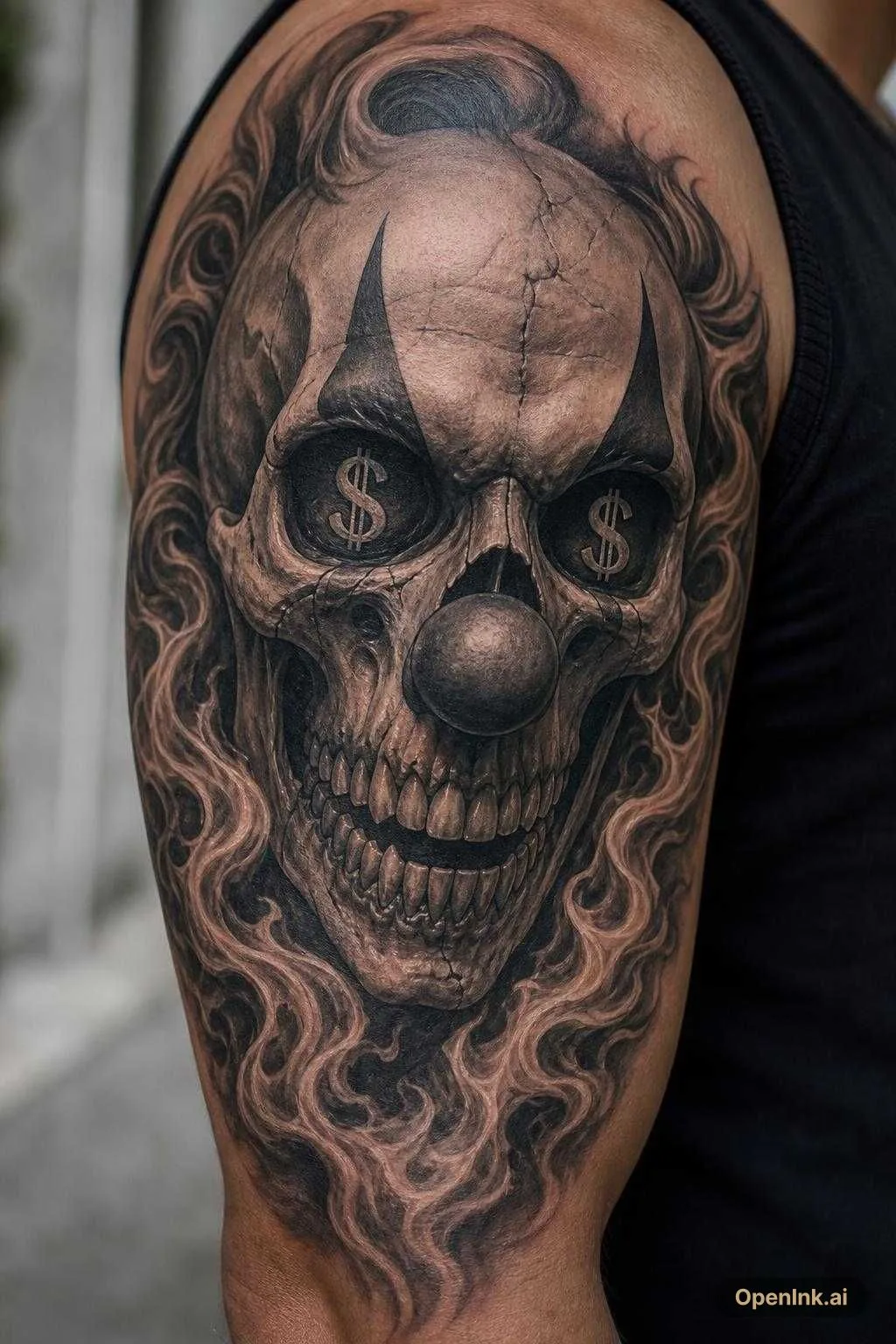 skull clown money fire sjenke zica portet