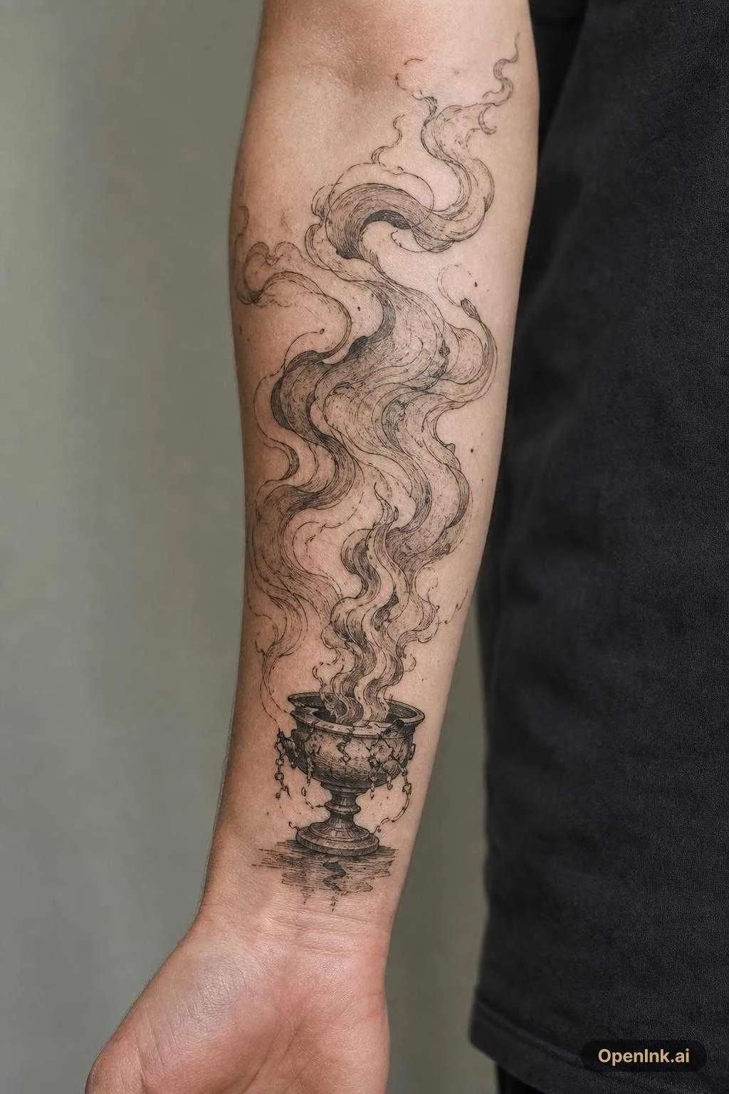 Sur la face intérieure, placer un brasier / torche antique légèrement au-...