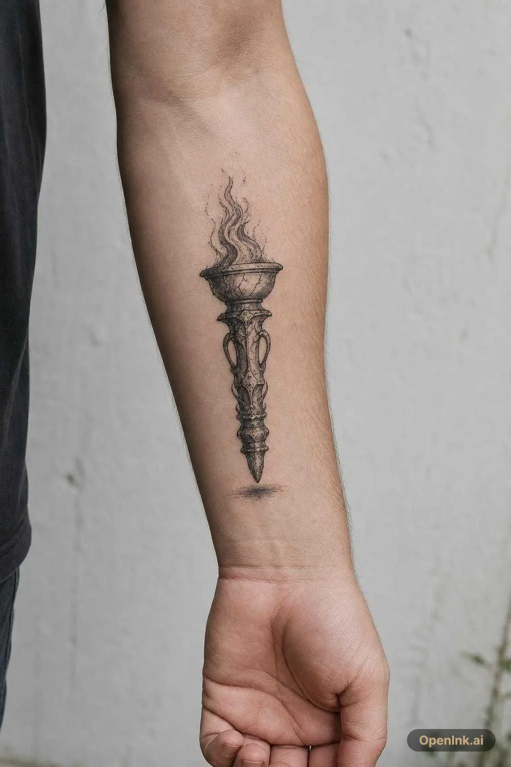 Créer uniquement une torche / un brasier antique en style tatouage blackw...