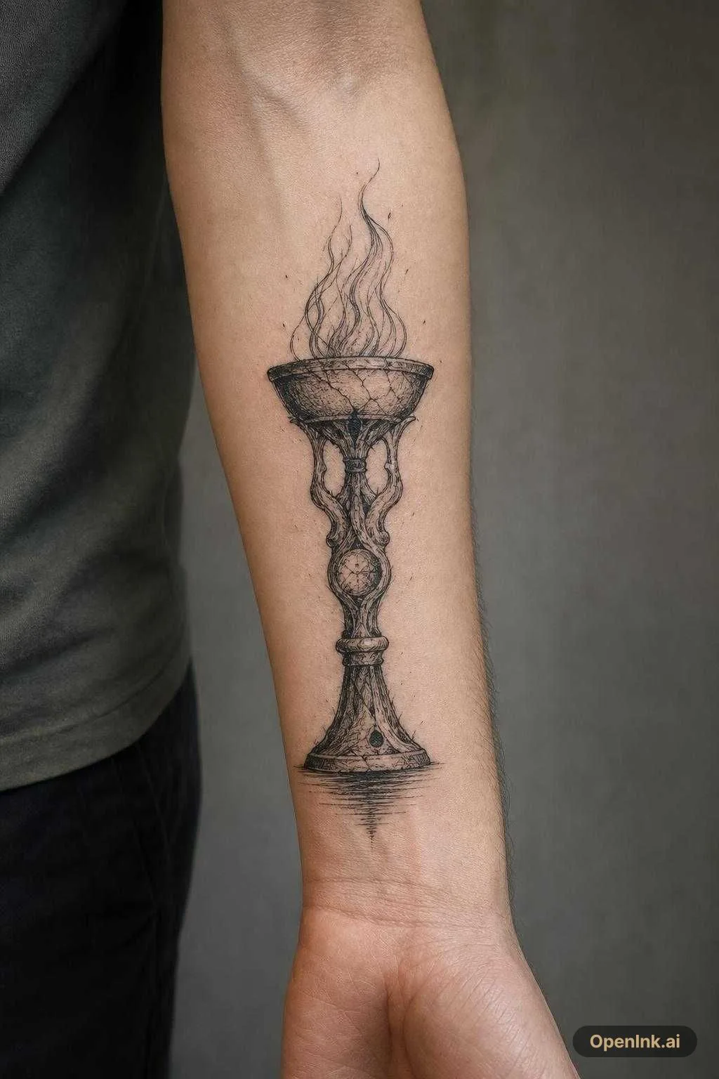 Créer uniquement une torche / un brasier antique en style tatouage blackw...