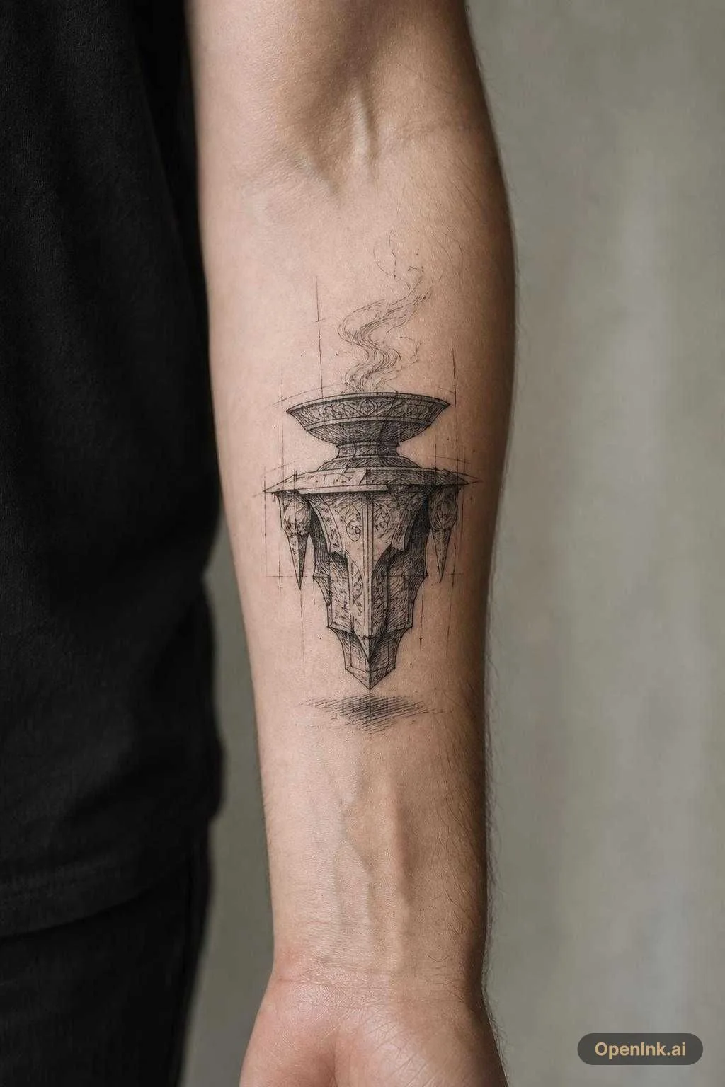 Créer uniquement une torche / un brasier antique en style tatouage blackw...