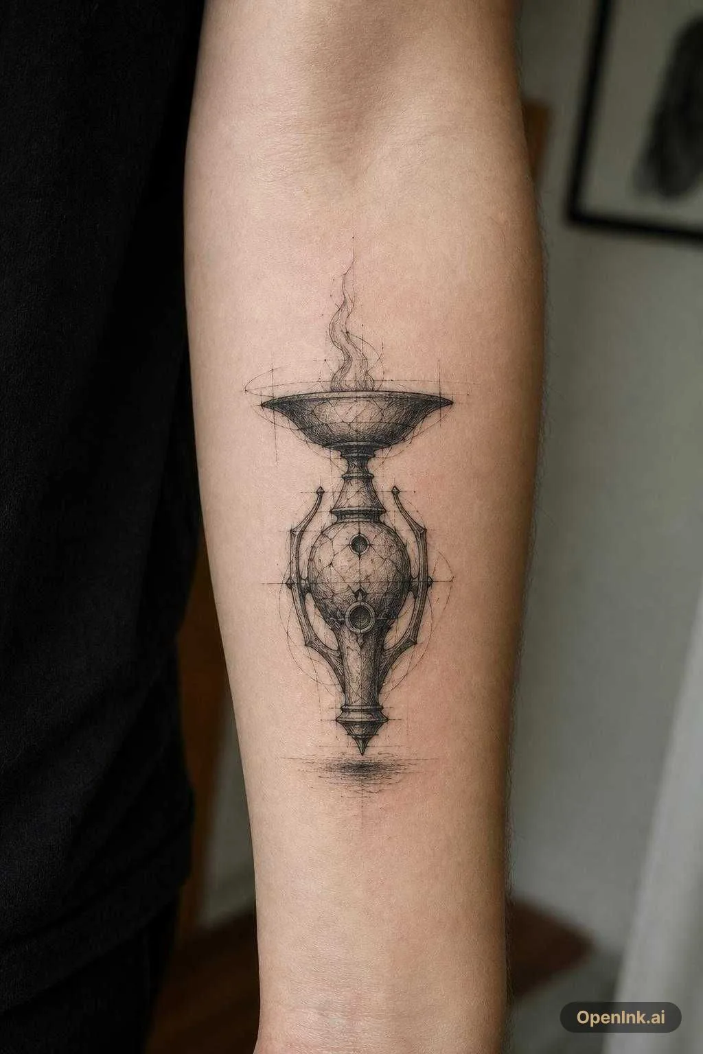 Créer uniquement une torche / un brasier antique en style tatouage blackw...