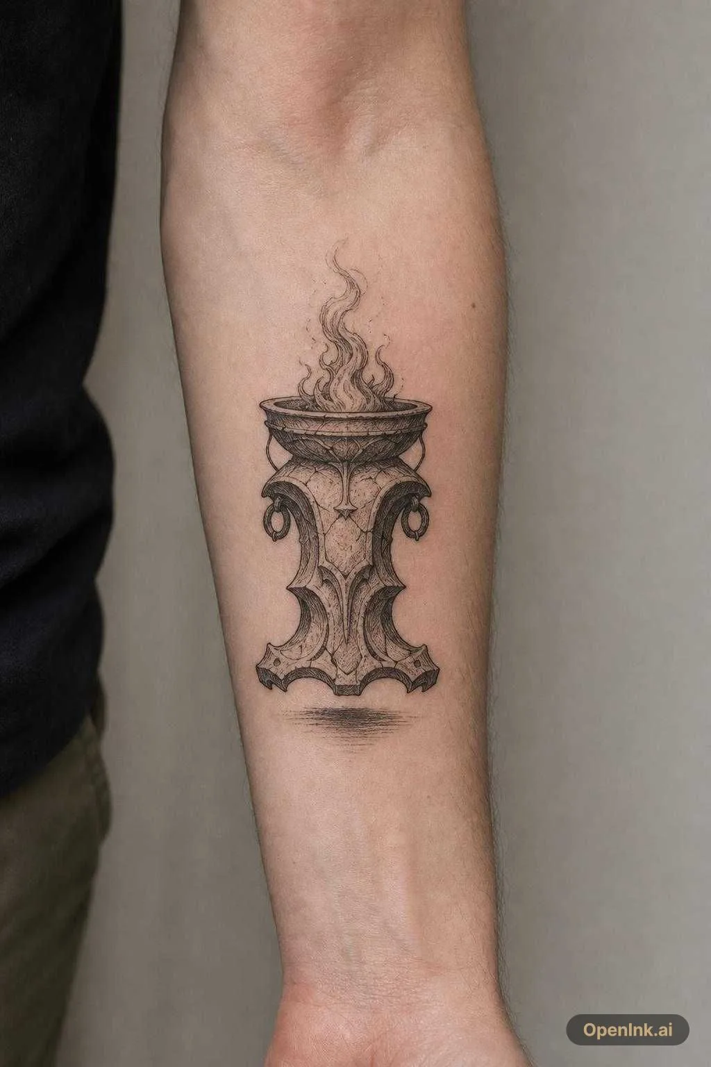 Créer uniquement une torche / un brasier antique en style tatouage blackw...