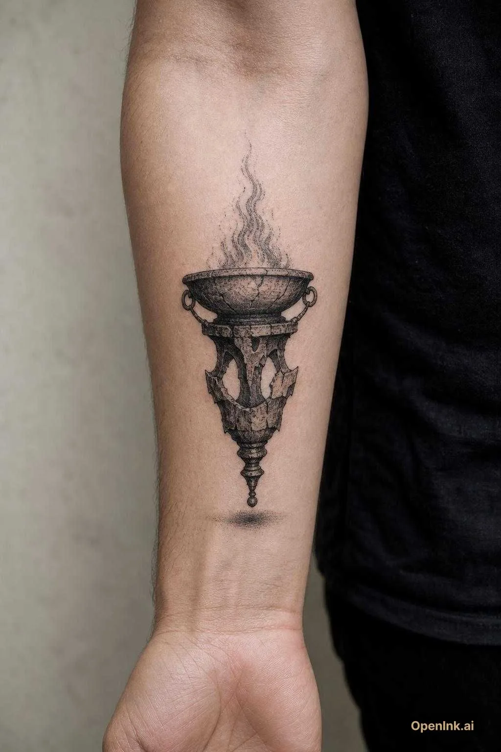 Créer uniquement une torche / un brasier antique en style tatouage blackw...