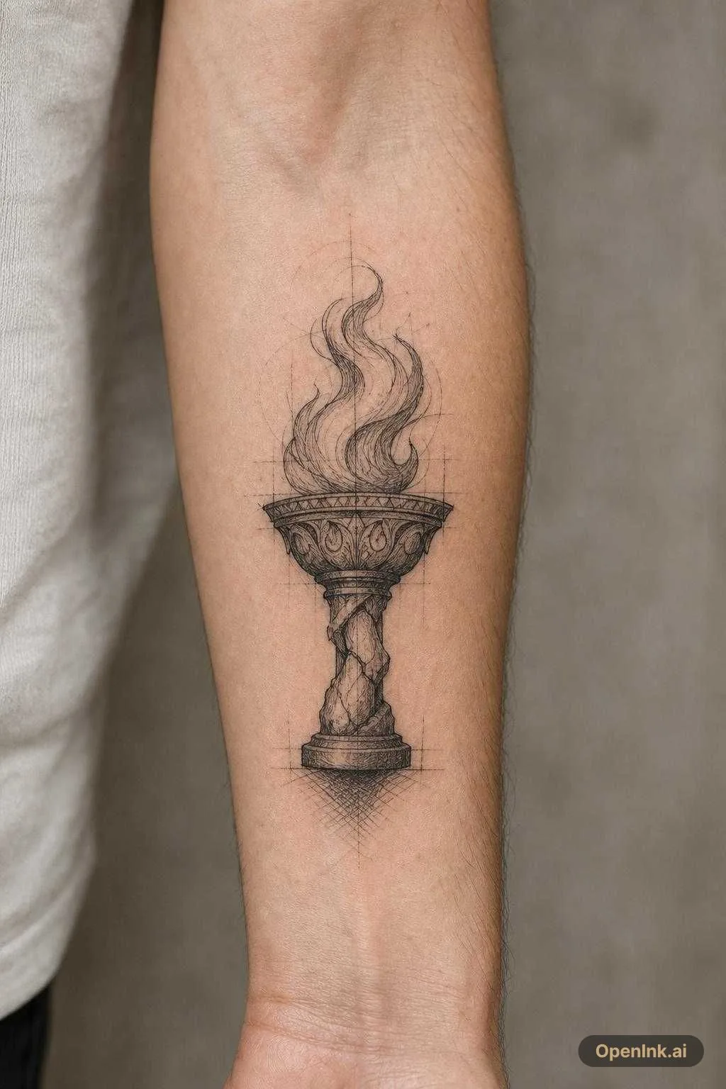 Créer uniquement une torche / un brasier antique en style tatouage blackw...