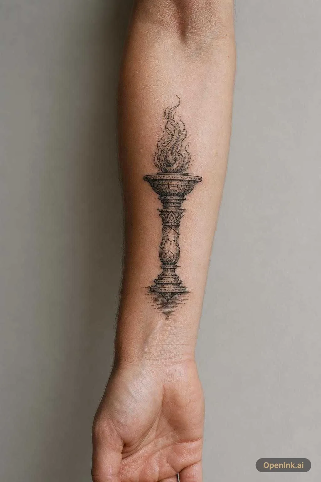 Créer uniquement une torche / un brasier antique en style tatouage blackw...