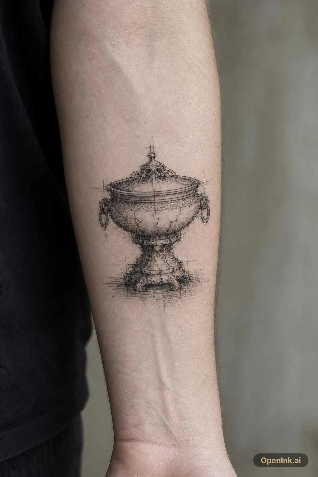 Créer uniquement une torche / un brasier antique en style tatouage blackw...