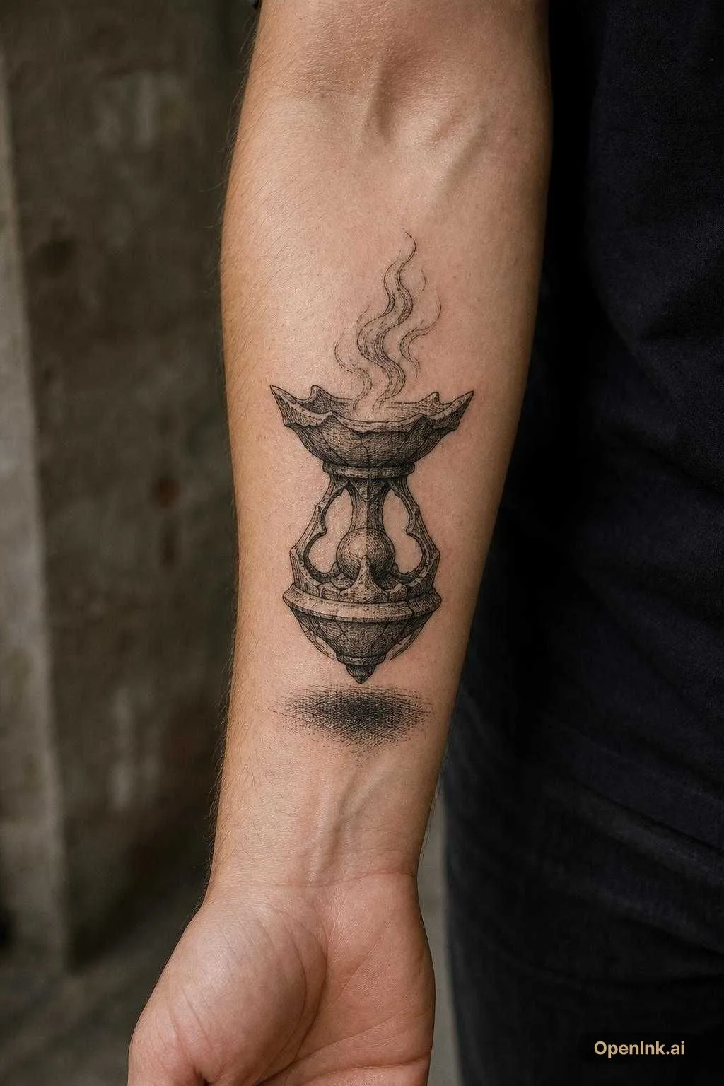 Créer uniquement une torche / un brasier antique en style tatouage blackw...
