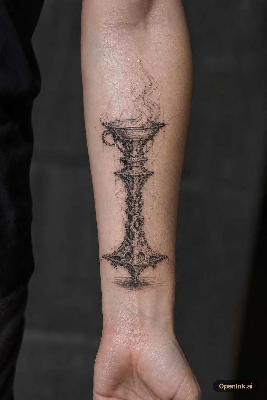 Créer uniquement une torche / un brasier antique en style tatouage blackw...