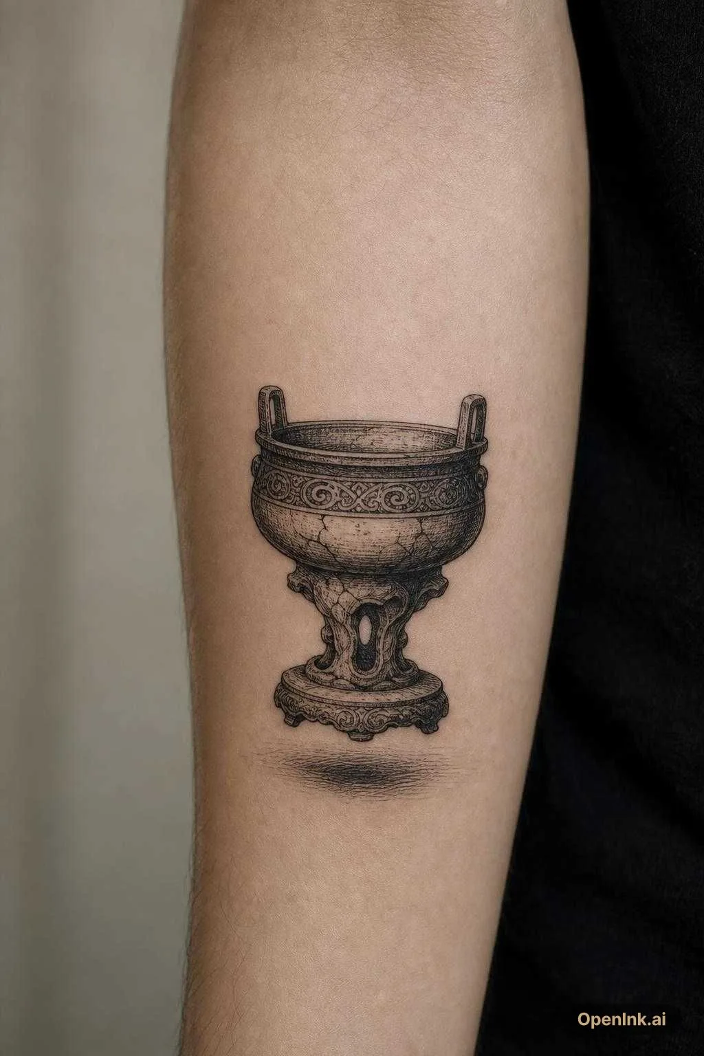 "Créer uniquement une torche / un brasier antique en style tatouage black...
