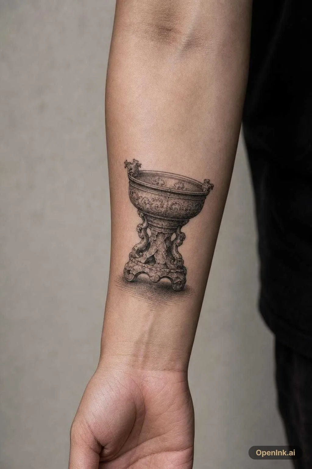 "Créer uniquement une torche / un brasier antique en style tatouage black...