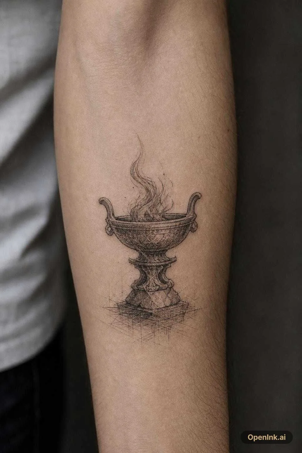 "Créer uniquement une torche / un brasier antique en style tatouage black...
