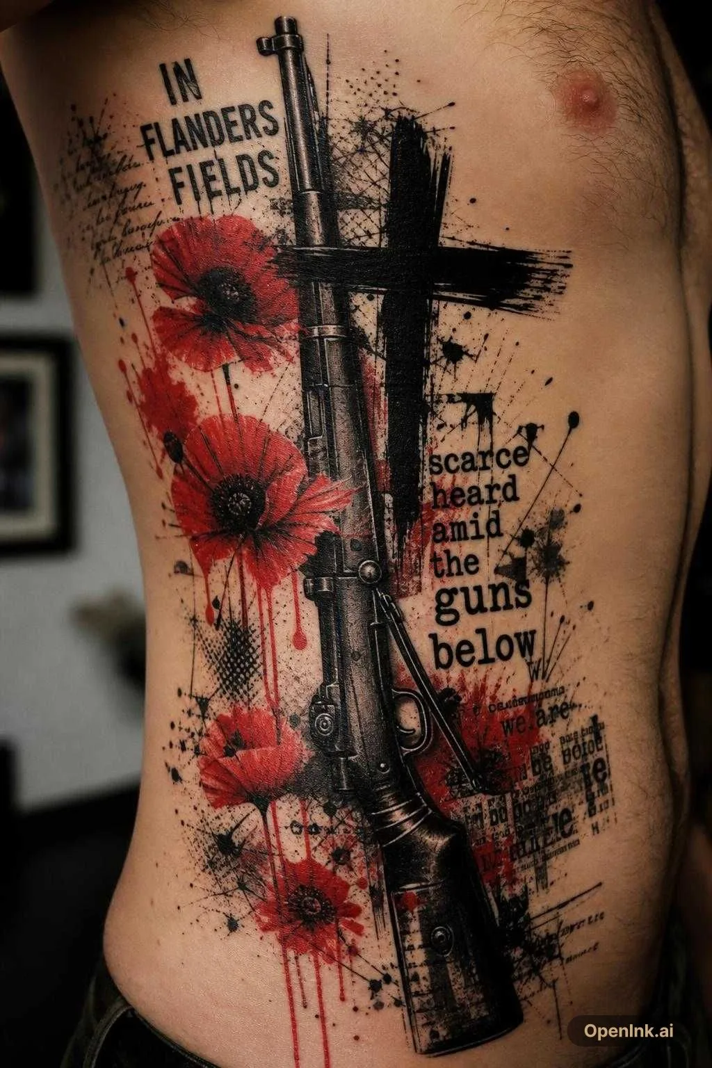 Trash polka tattoo Themed around the poem in flanders field. I want a rea...
