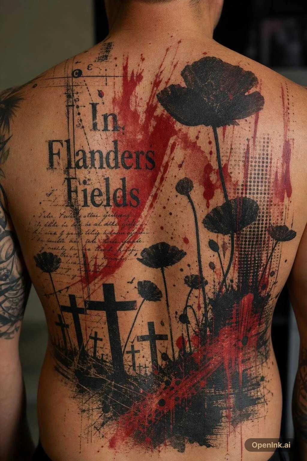 trash polka tattoo Themed around the poem in flanders field