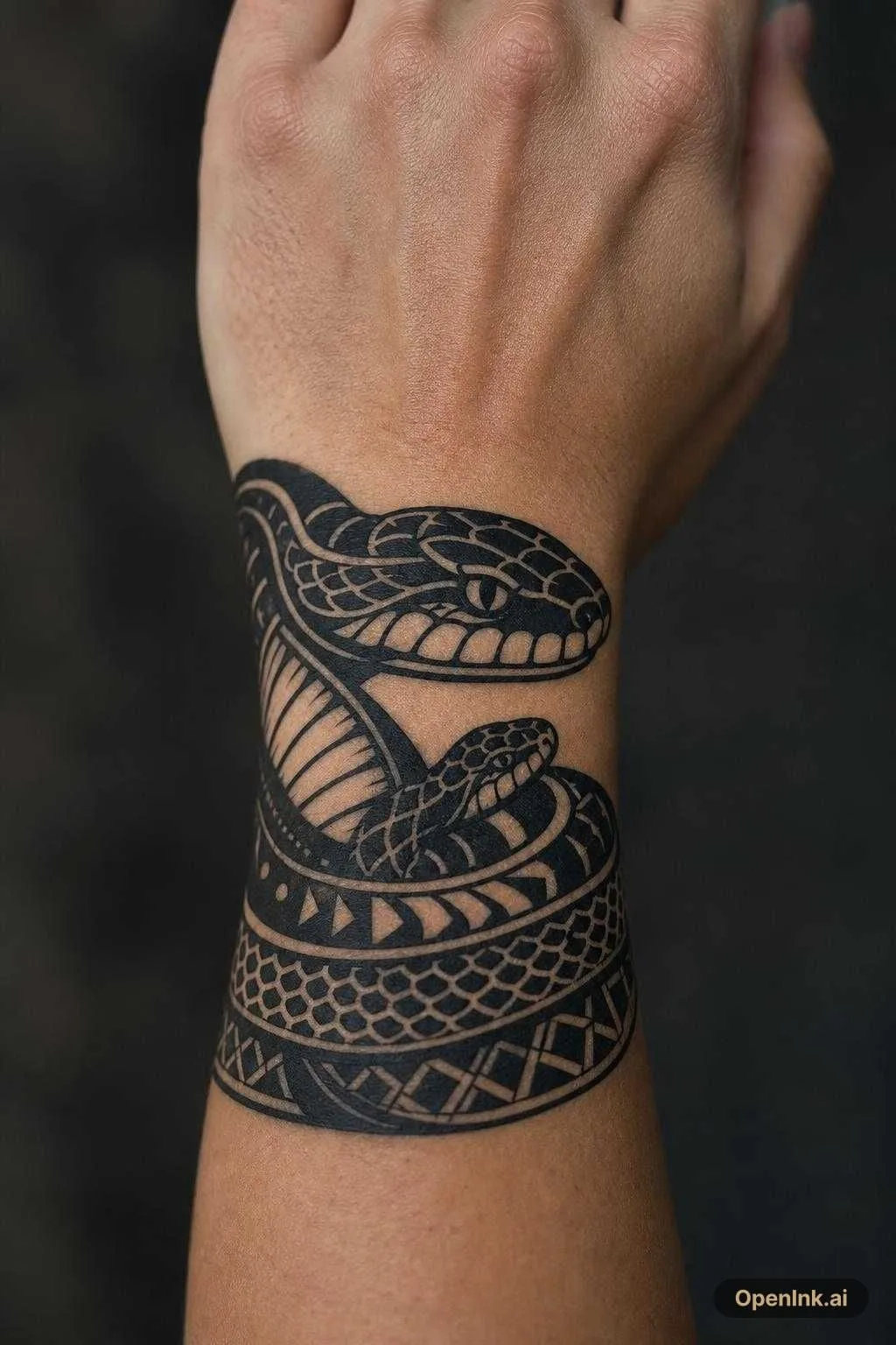 Tattoo sketch, mother snake protects baby snake, fine line style, minimal...