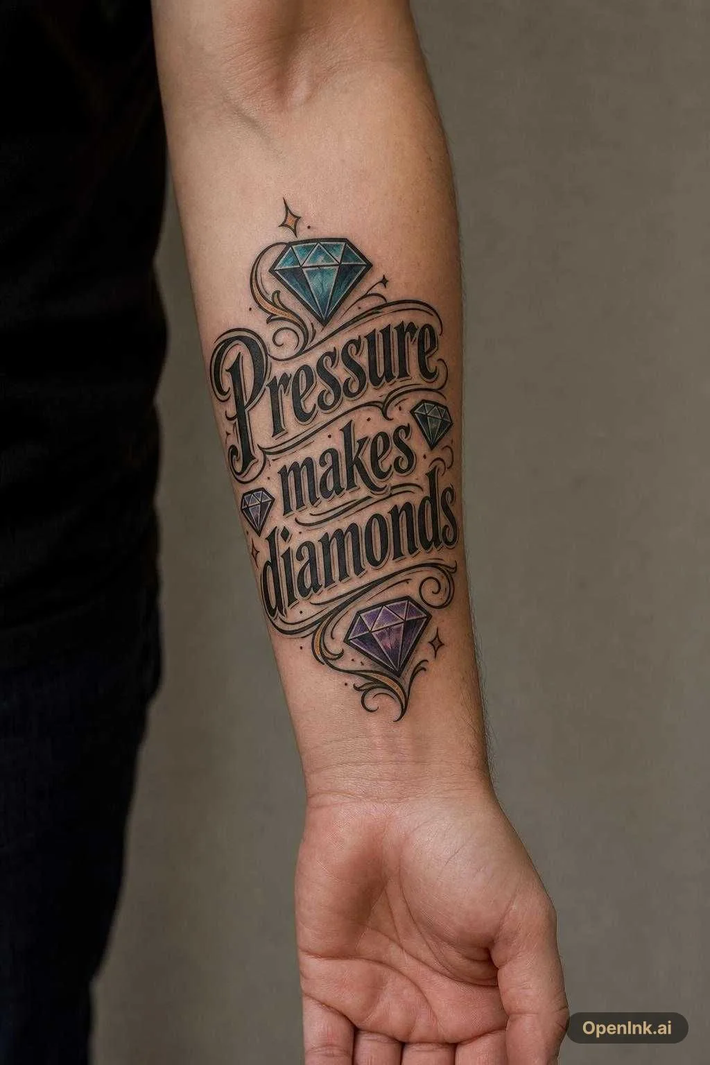 主要要Pressure makes diamonds這段英文文字 可以加點鑽石點綴