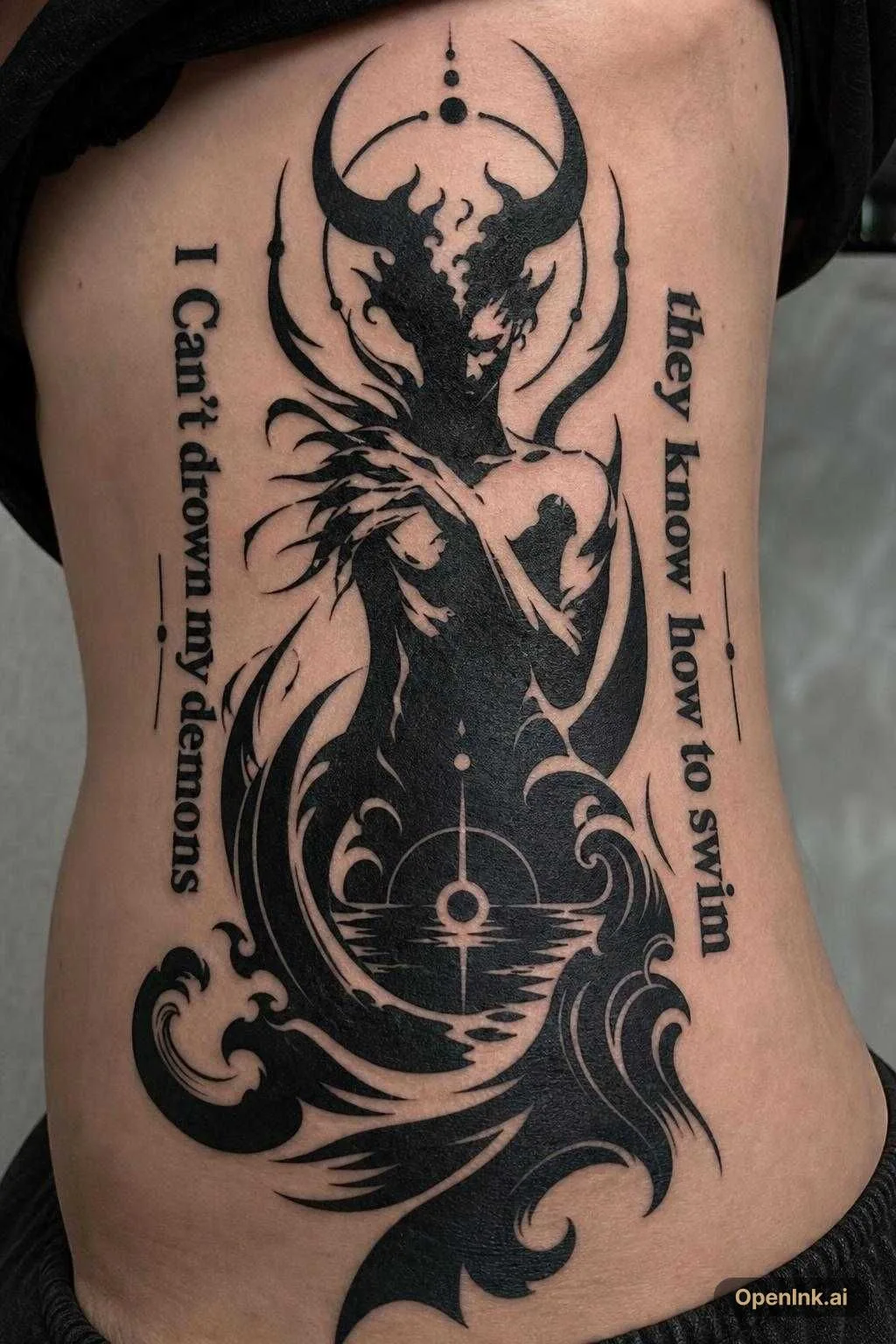 Soll zu dem Liedtext passen " I Can't drown my demons, they know how to s...