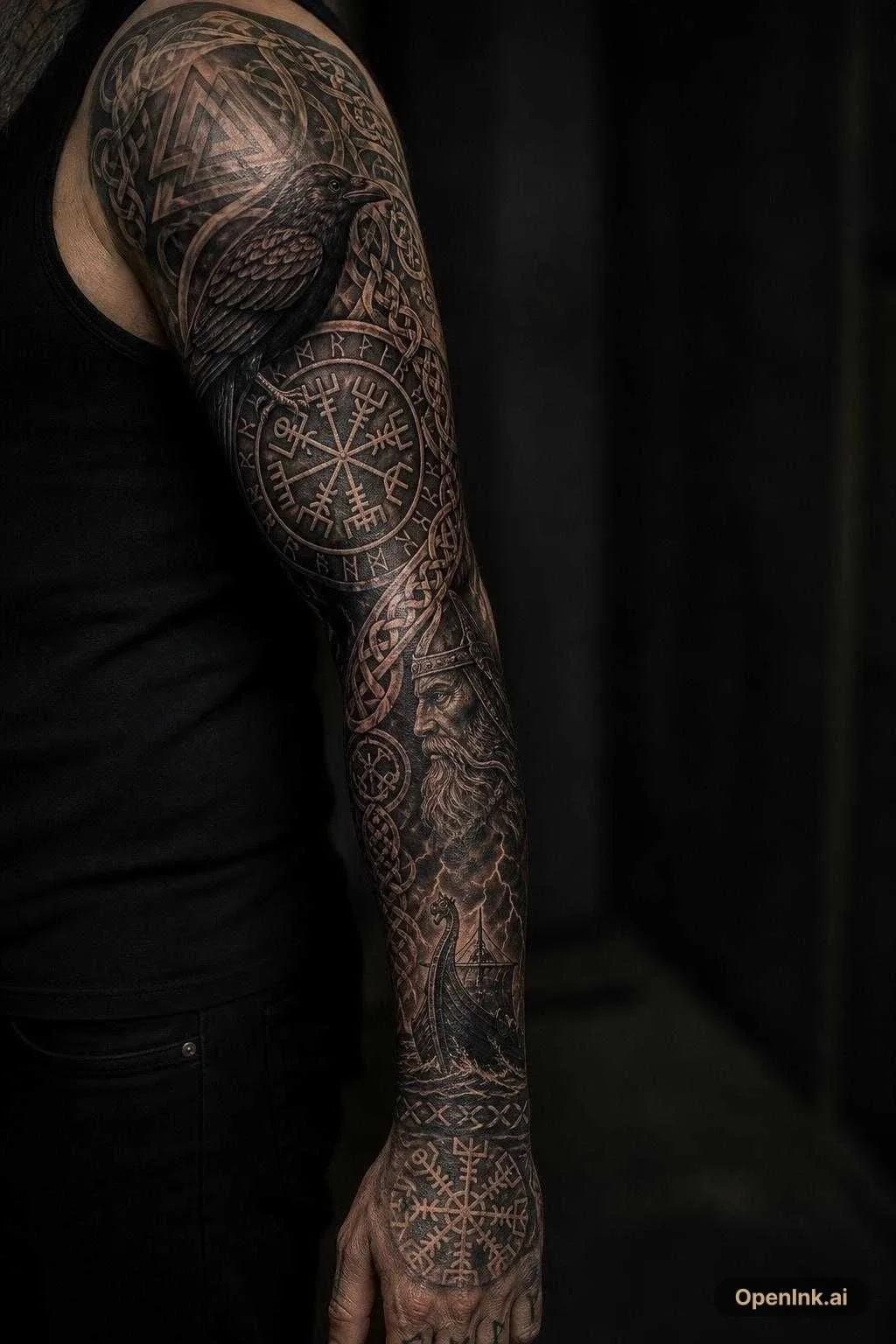 3/4 sleeve black and Grey. I like norse/occult style things. Dark viking...
