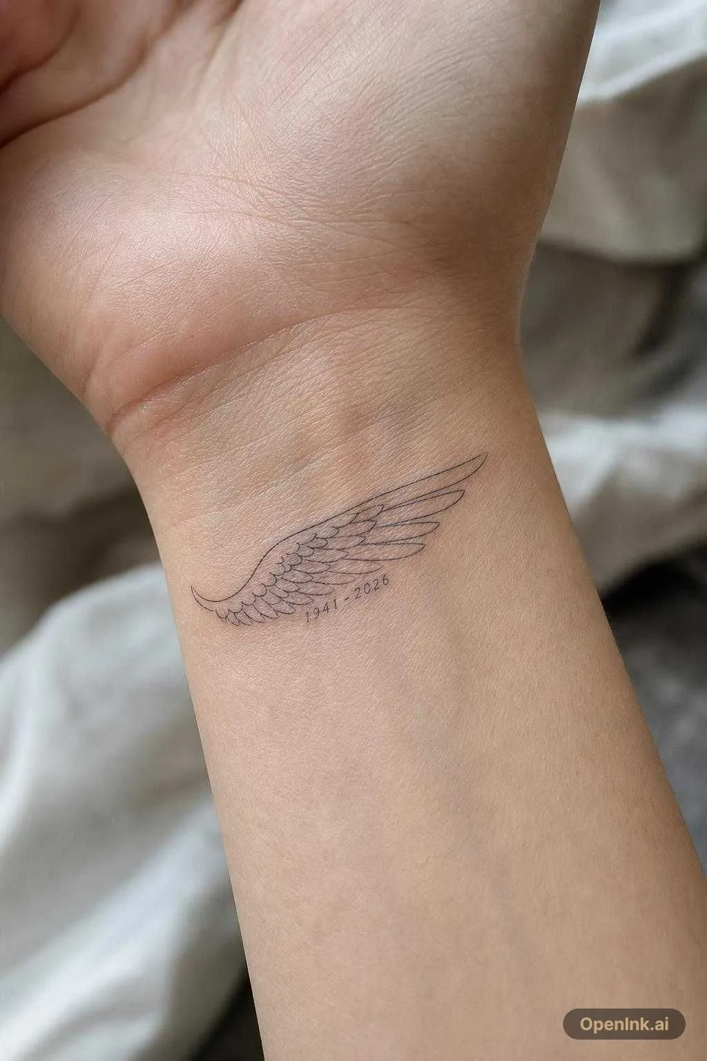 Lost grandma may be angel wing with born and passed year. 1941 2026. Blac...