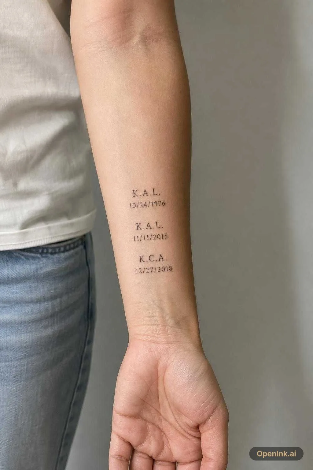 K.A.L. 10/24/1976 K.A.L 11/11/2015 K.C.A 12/27/2018