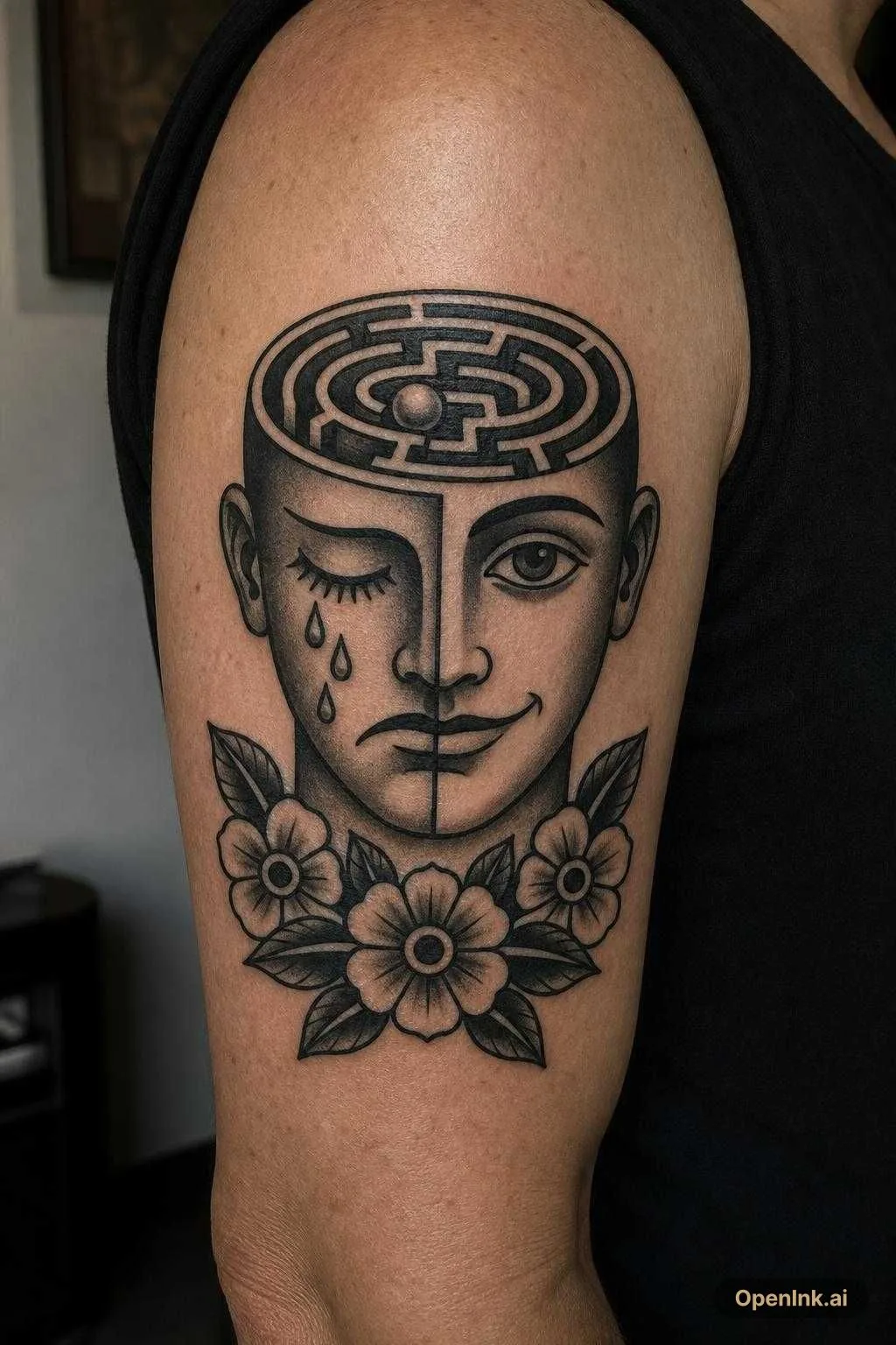 creer un tatouage dans la pure tradition vieille ecole en noir et blanc r...