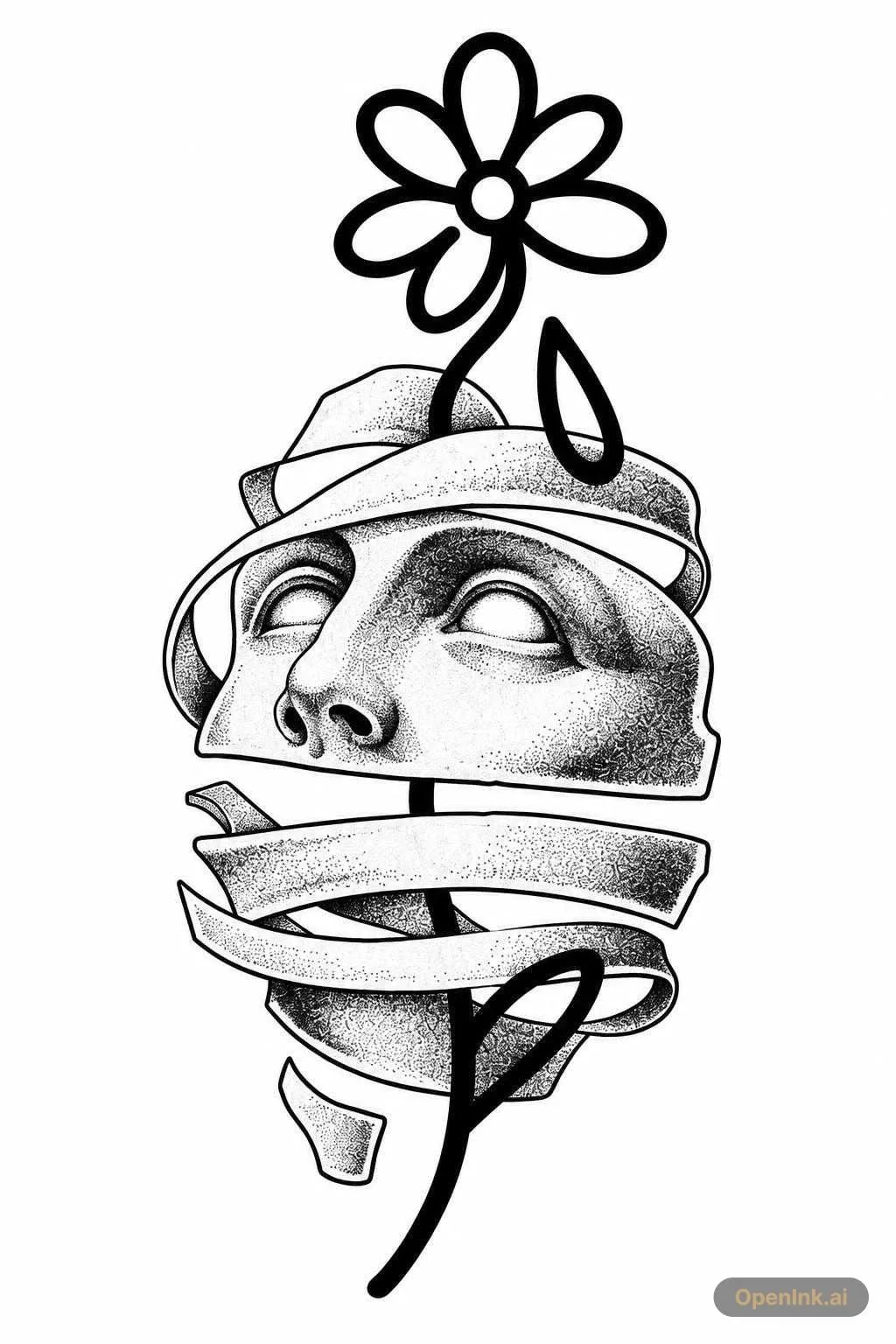 Aus einem Bild extrahierte Tattoo-Schablone