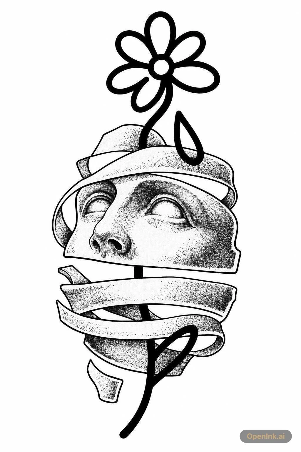 Aus einem Bild extrahierte Tattoo-Schablone