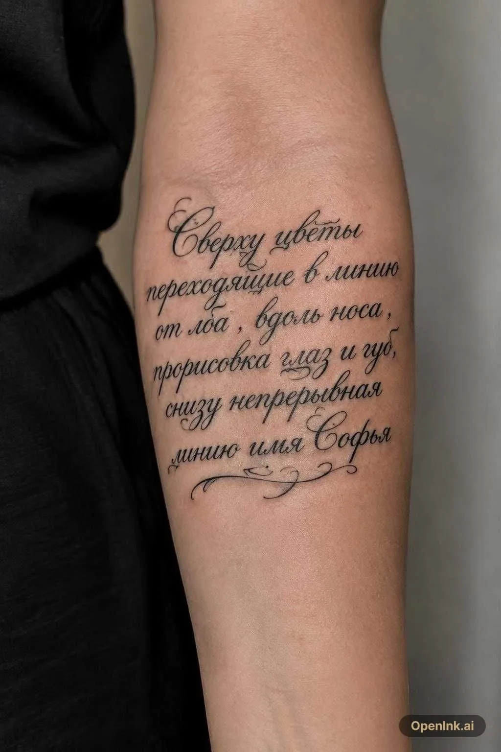 Сверху цветы переходящие в линию от лба , вдоль носа , прорисовка глаз и...