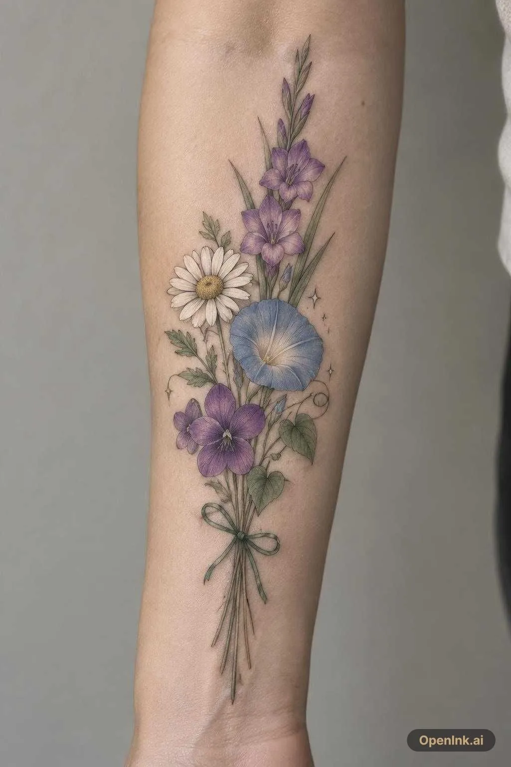 Tall, narrow, airy hand-tied botanical memorial bouquet, flowers in order...