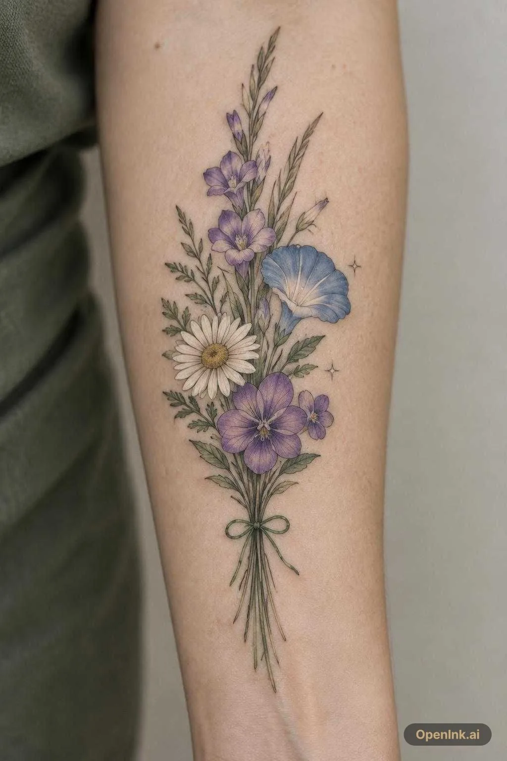 Tall, narrow, airy hand-tied botanical memorial bouquet, flowers in order...