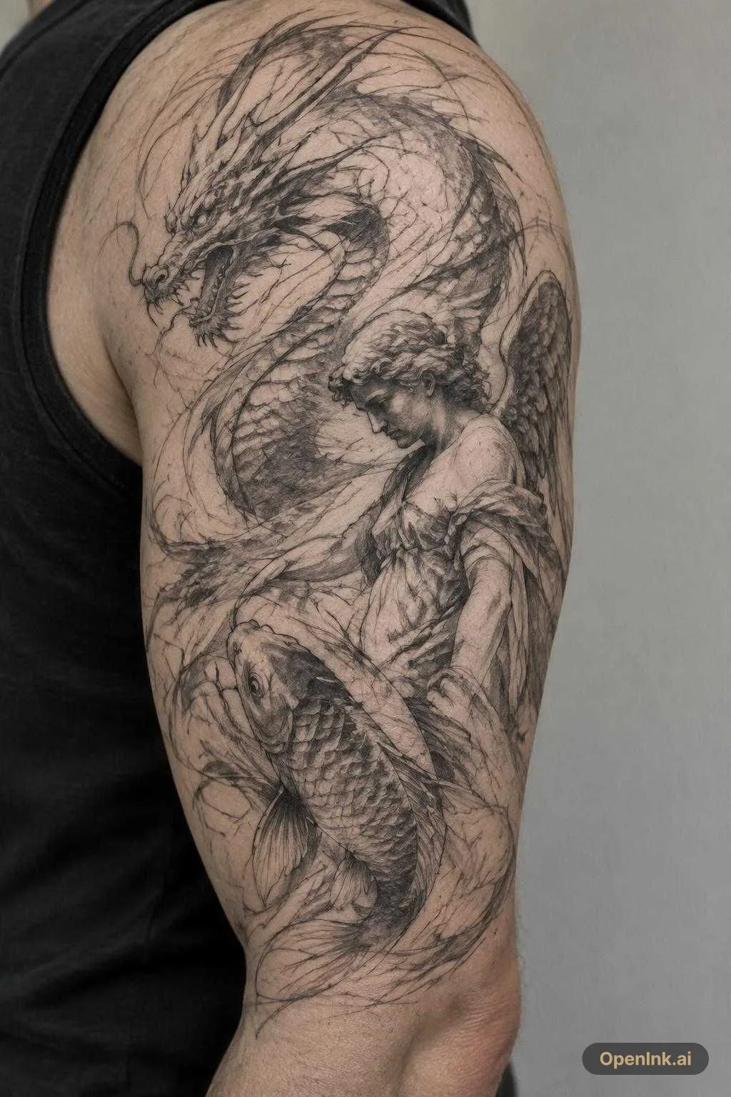 Drache , Koi ,Engel