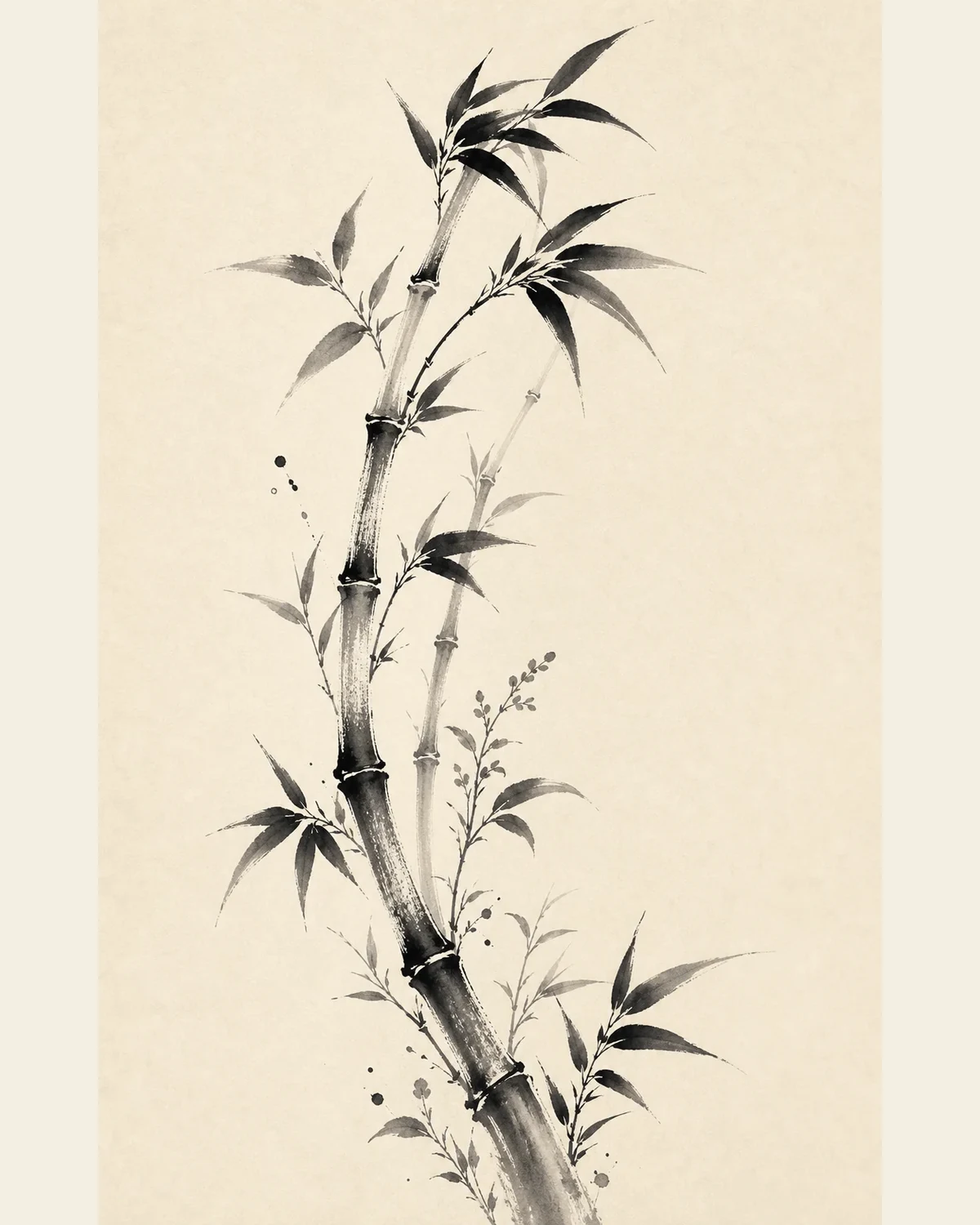 Bamboo, pine, and plum Ink Wash