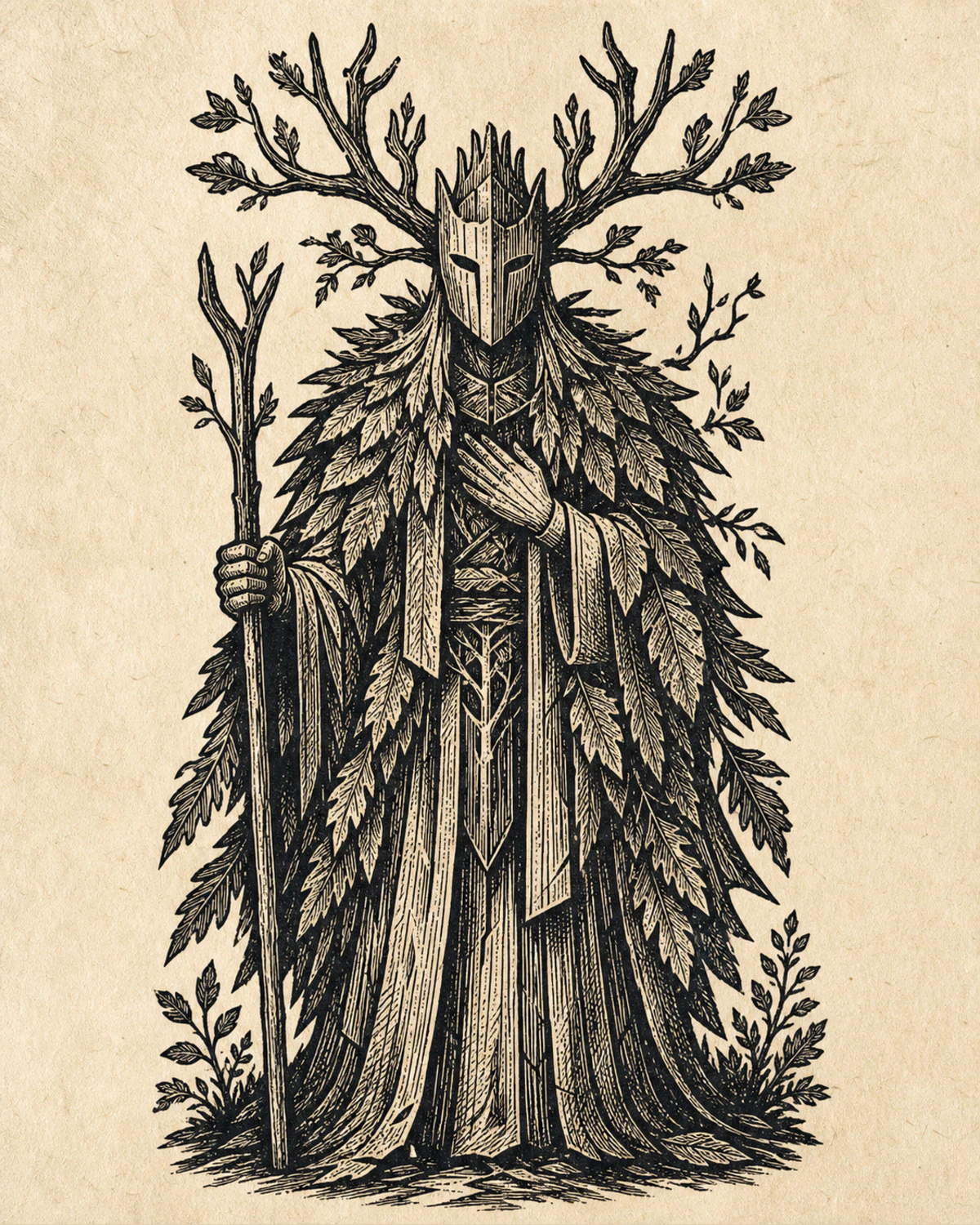 Heraldic and mythical beasts Woodcut